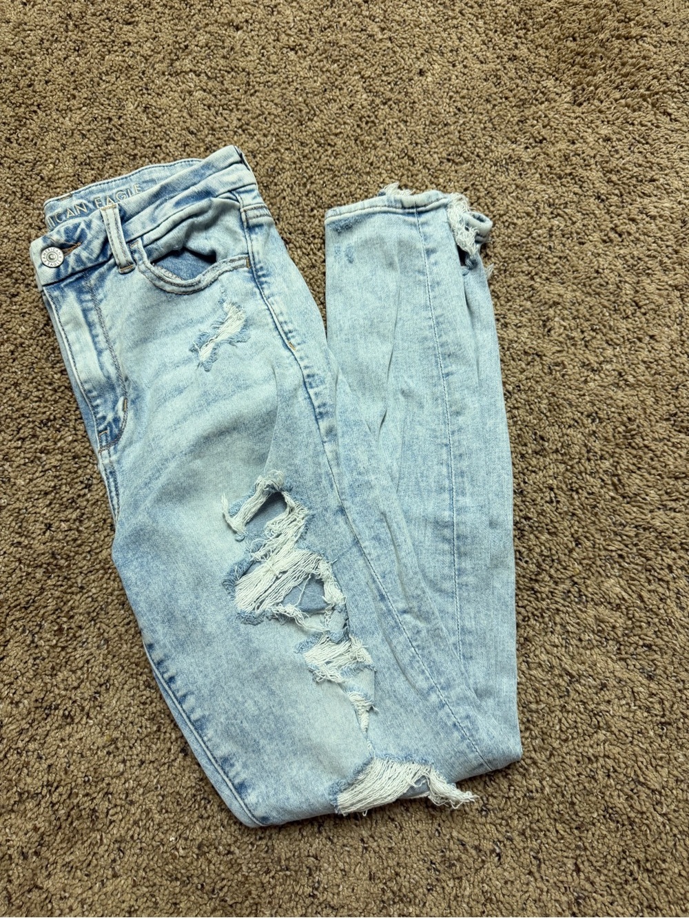 American Eagle Outfitters Light Blue Ripped Skinny Jeans